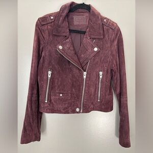 SL8 by Blank NYC “Maeve” burgundy plum wine suede moto jacket Sz L